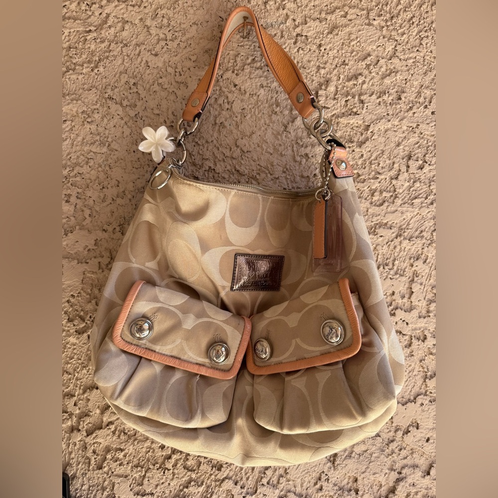 Coach Beige and Tan Shoulder Bag